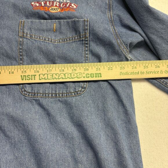 Vintage Mens Denim Motorcycle Button Up 2007 Sturgis Jean Button Up- XL - Picture 5 of 6